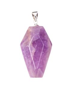 Amethyst Coffin Pendant with Silver Plated Bail 19x30mm (1pc) NETT