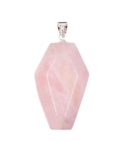 Rose Quartz Coffin Pendant with Silver Plated Bail 19x30mm (1pc) NETT