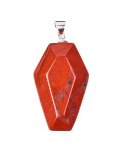 Red Jasper Coffin Pendant with Silver Plated Bail 19x30mm (1pc) NETT