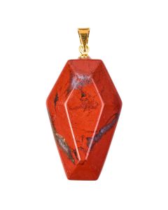Red Jasper Coffin Pendant with Gold Plated Bail 19x30mm (1pc) NETT