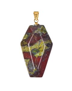 Dragon Stone Coffin Pendant with Gold Plated Bail 19x30mm (1pc) NETT