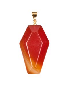 Carnelian Coffin Pendant with Gold Plated Bail 19x30mm (1pc) NETT