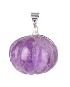 Amethyst Mini Pumpkin Pendant with Silver Plated Bail 20mm (1pc) NETT