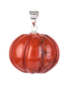 Red Jasper Mini Pumpkin Pendant with Silver Plated Bail 20mm (1pc) NETT