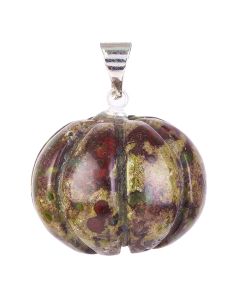 Dragon Stone Mini Pumpkin Pendant with Silver Plated Bail 20mm (1pc) NETT