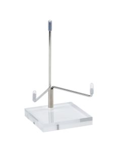 Mineral Stand with 6cm Clear Base and Silver Metal (1pc) NFD