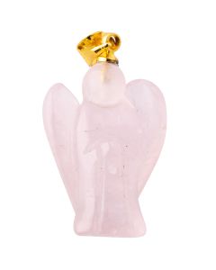 Rose Quartz Angel Pendant, Gold Plated Bail 20mm (1pc) NETT