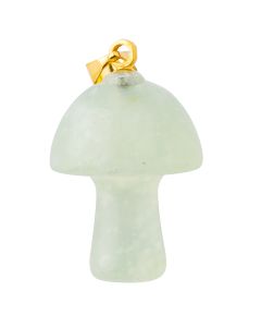 New Jade Mushroom Pendant 20mm, Gold Plated Bail (1pc) NETT