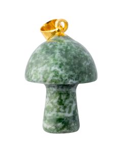 Snake Dragon Jade Mushroom Pendant 20mm, Gold Plated Bail (1pc) NETT