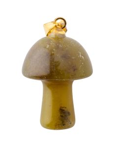 Olive Jade Mushroom Pendant 20mm, Gold Plated Bail (1pc) NETT