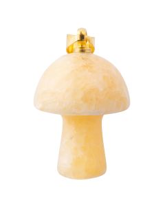 Calcite Yellow Mushroom Pendant 20mm, Gold Plated Bail (1pc) 