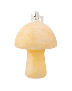 Calcite Yellow Mushroom Pendant 20mm, Silver Plated Bail (1pc) NETT