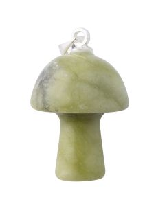 Serpentine Mushroom Pendant 20mm, Silver Plated Bail (1pc) NETT