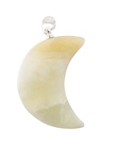 New Jade Moon Pendant 30mm, Silver Plated Bail (1pc) NETT