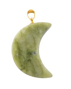 Serpentine Moon Pendant 30mm, Gold Plated Bail (1pc) NETT