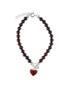 Cognac Amber Bead Bracelet with Heart (1pc) NETT