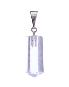Quartz Short Polished Point Pendant Silver Plated Bail, Brazil (1pc) 