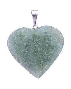 Aventurine Heart Pendant Silver Plated Bail, Brazil (1pc) NETT