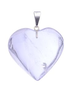 Quartz Heart Pendant Silver Plated Bail, Brazil (1pc) NETT