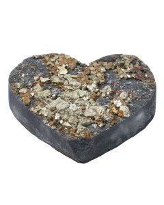 Pyrite on Basalt Heart 150-200g, in Gift Box, Brazil (1pc)