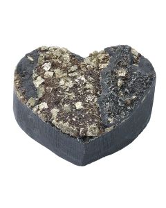 Pyrite on Basalt Heart 50-100g, in Gift Box, Brazil (1pc)