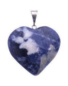 Sodalite Heart Pendant Silver Plated Bail, Brazil (1pc) NETT