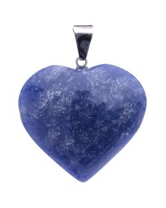 Blue Quartz Heart Pendant Silver Plated Bail, Brazil (1pc) NETT