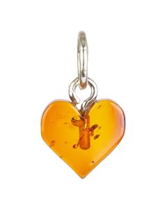 Amber Heart Pendant, Tiny, Sterling Silver (1pc) NFD