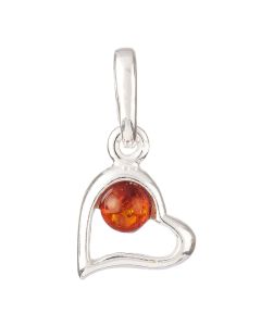 Amber in Heart Pendant, Sterling Silver (1pc) NFD