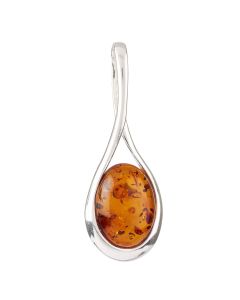 Amber Oval Pendant, Sterling Silver (1pc) NFD