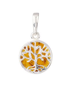 Amber Tree of Life Pendant, Sterling Silver (1pc) NFD