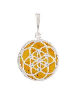 Amber Seed of Life Pendant, Sterling Silver (1pc) NFD