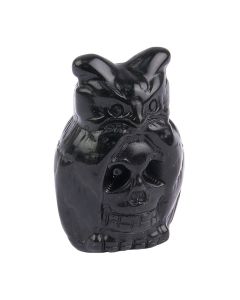 Black Obsidian Owl with Skull, 4cm (1pc) NFD
