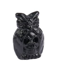 Black Obsidian Owl with Skull, 6cm (1pc) NFD