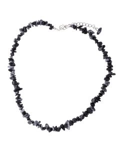 18" Snowflake Obsidian Chip Necklace & Ext Chain (1pc) NETT