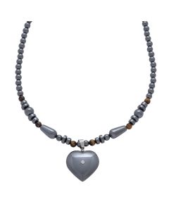 18" Hematine Necklace with Heart (1pcs) NETT