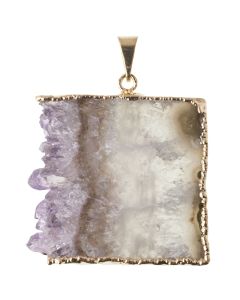 Amethyst Slab Pendant (points sideways), Gold Plated (1pc) NETT