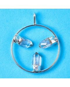 Quartz Point Ring (3 Fixed) Silver Plated Pendant (1 Piece) NETT