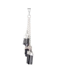 3 Tourmaline Dangle Charms Pendant, Silver Plated (1pc) NETT