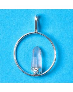 Ring Pendant with fixed Quartz Point, Silver Plated (1pc) NETT