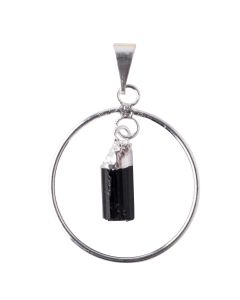 Pendant Ring with Tourmaline Dangle Charm, Silver Plated (1pc) NETT