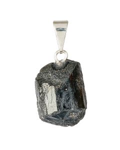 Rough Tourmaline Pendant Silver Plated Bail (1pc) NETT