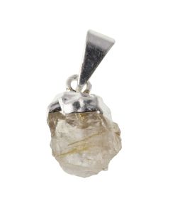 Pendant Rough Rutilated Quartz, Silver Electroplated & Bail  (1pc) NETT