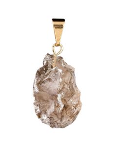 Smoky Quartz Rough Pendant, Gold Plated Bail (1pc) NETT