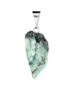 Pendant Rough Emerald Silver Plated Bail (1pc) NETT