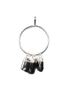 Circle Pendant with 3 Tourmaline Dangle Charms, Silver Plated (1pc) 