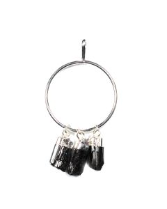 Circle Pendant with 3 Tourmaline Dangle Charms, Silver Plated (1pc) NETT