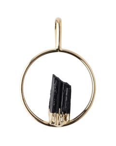 Pendant Ring with Fixed Black Tourmaline Point Gold Plated (1 Piece) NETT