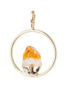 Pendant Ring With Fixed Citrine Heat Treated Point Gold Plated (1 Piece) NETT