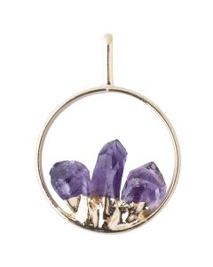 Pendant Ring w/3 fixed Amethyst Points Gold Plated (1pc) NETT